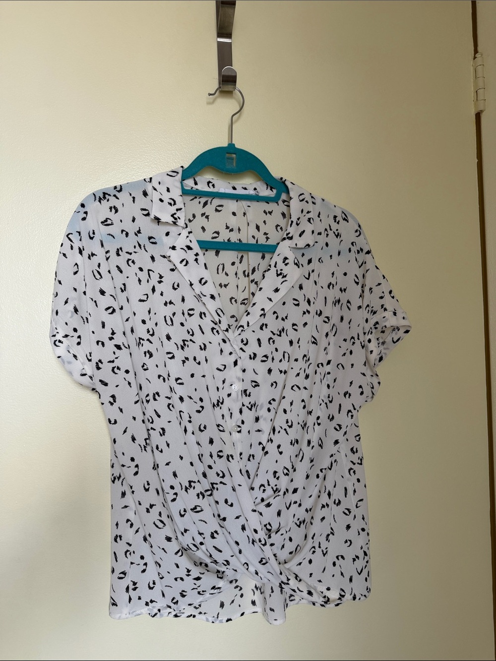 All in Favor White Blouse with Black Abstract Spot Print
